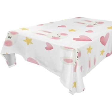 Imagem de Burbuja Toalha de mesa de cabeça de coelho, toalha de mesa quadrada anti-rugas grossa para decoração de jantar, cozinha, festa, 152 x 152 cm