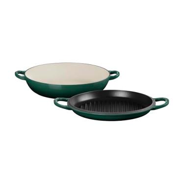Imagem de Le Creuset Braiser multifuncional de ferro fundido esmaltado com tampa de grelha, 3,5 qt., Artichaut