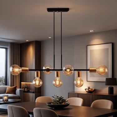 Imagem de Pendente Rubis 7 Lâmpadas 68cm Industrial (Preto/Cobre Verniz)