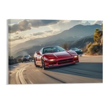 Imagem de HouLaiZhe Drift Car Jdm Nsx Sports Car Fast Cool Posters Canvas Wall Estética Decoração de parede Impressão de parede Sala de Galeria Decoração de parede para quarto sala de estar escritório 11 x 17