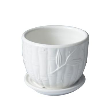 Imagem de Vasos de Flores Jardineiras Cerâmica com Prato Conectado Cilíndricos para Succulentas e Pequenas Plantas Cobra Design Ba