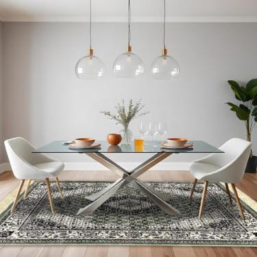 Imagem de 1 Tapete Belga Sala de Jantar Mesa Grande Es Cl 200 x 250 Vr (D4Cla Verde Branco Vermelho - Classico Medalhão Floral)