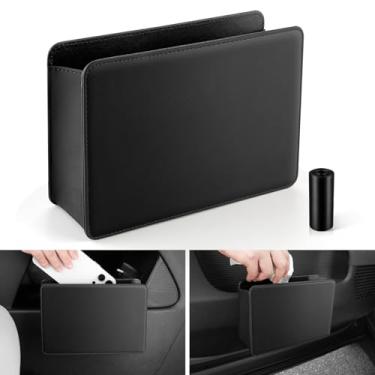 Imagem de SINGARO Organizador de bolsa de couro para carro, organizador de assento de carro, lixeira dobrável com 30 sacos de lixo, mini lixeira de bolso para assentos, portas e consoles, interior de acessórios