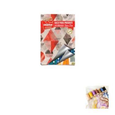 Imagem de Kit Saco Metalizado 30X44 cm 50 Unidades Com Fita Cetim 4mm X 10 Metros