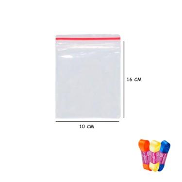 Imagem de Kit Saco Zip 10x16 cm 100un + Fita Cetim Impressa 22mm x 10m