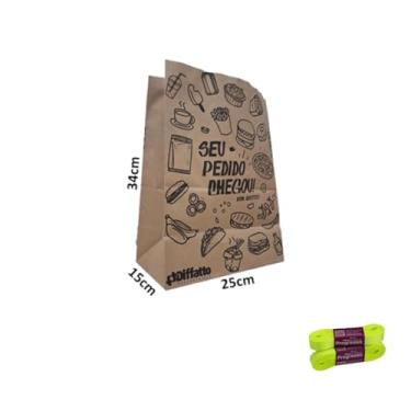 Imagem de Kit Saco SOS 7,5 Kg Impresso Lanche com 50 Unidades e Fita Cetim Impressa 15mm x 10mts