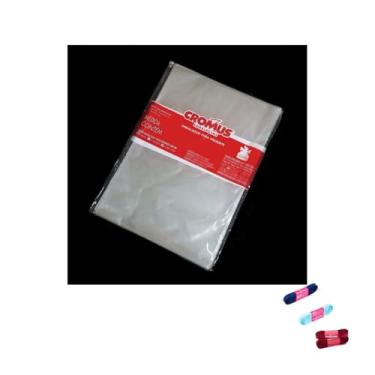Imagem de Kit Saco PP Transparente 30x44 com 50 Unidades e Fita Cetim 10mm x 10 Metros