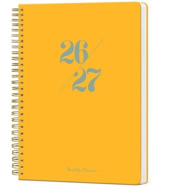 Imagem de Agenda mensal 2026-2027, calendário de 2 anos 2026-2027, funciona de janeiro de 2026 a dezembro de 2027, 17,8 x 25,4 cm, 24 meses, perfeito para planejamento de casa e escritório escolar - amarelo