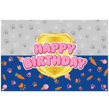 Imagem de Decorações Aniversário Tema Cartoon, 150x100cm Coelho Cenoura Happy Birthday Plano Fundo Pegada da Pata Pendurar Banner Fotográfico para Meninas Crianças Suprimentos Festa Baby Shower