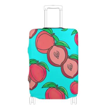 Imagem de Joisal Capa de mala rosa pêssegos azul turquesa protetor de bagagem personalizado acessórios de viagem capa de terno, P, serve para capa de 45 a 50 cm, rosa, pêssego, azul turquesa, L 26-28 in, Capa