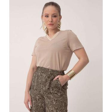 Imagem de Blusa Feminina Lisa Manga Curta Marisa-47045, Bege, P