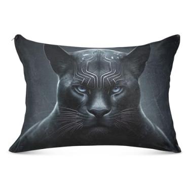 Imagem de Capas de travesseiro de flanela animal leopardo preto legal decorativo padrão queen king tamanho travesseiro bonito capa de cama, tamanho king, 50,8 cm x 101,6 cm