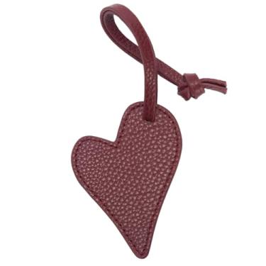 Imagem de Dulcet Project Berloque feminino com coração vermelho vinho bolsa de couro charmosa acessório elegante para bolsas de mão