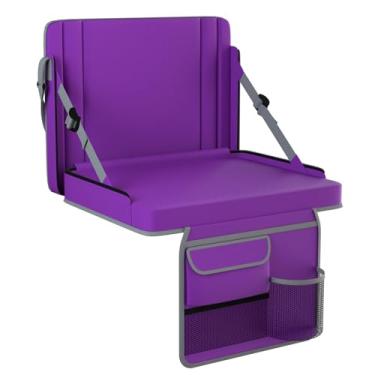 Imagem de Assentos de estádio com suporte para as costas, 1 pacote de cadeiras de arquibancada ajustáveis com encosto e assento almofadado com suporte para copos, alça de transporte e alça de ombro para eventos