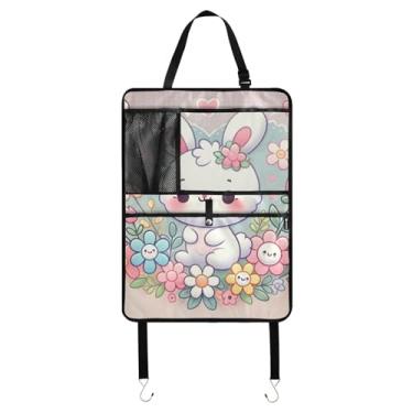 Imagem de Joitme Adorável protetor traseiro de coelho rosa, pacote com 2 protetores de chute, kit de carro essenciais para mulheres