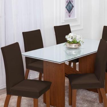 Imagem de Kit com 4 ou 6 capas de cadeira malha gel com elástico (4, Marrom)