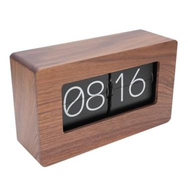 Imagem de GOWENIC Relógio de Mesa Vintage Alimentado por Bateria, Design Silencioso, Relógio Digital Dobrável para Estudo, Escritório, Nogueira Preta, Pvc, 8,50x5,08x2,87in