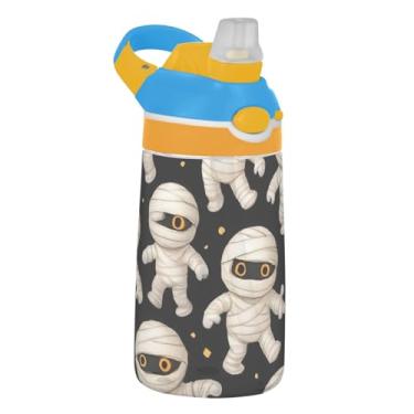 Imagem de Garrafa de água esportiva infantil para escola, 473 ml, 473 ml, 473 ml, garrafa de água Tritan com canudo, copos de viagem reutilizáveis para crianças, portátil, alça de transporte