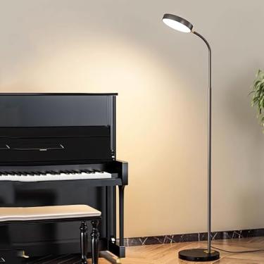 Imagem de Luminária de chão LED regulável 3000-6000K, luminária vertical com cabeça ajustável, estrutura em metal polido, design moderno e minimalista com base em mármore, ideal para sala de estar e q