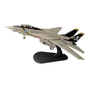 Imagem de Dynwave Miniatura de avião F-14A em liga metálica, escala 1/100, com suporte de exibição altamente detalhado e asas ajustáveis, ideal para estante, sala de