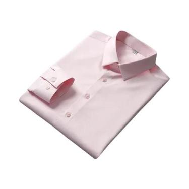 Imagem de Camisa masculina casual e elegante de manga comprida de cor sólida sem