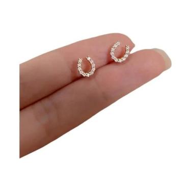 Imagem de Brincos De Zircônia Em Forma De Ferradura Com Agulha De Prata 925 Para