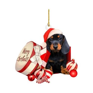 Imagem de Enfeites De Natal Em Forma De Cão Dachshund, Pendentes Decorativos Par