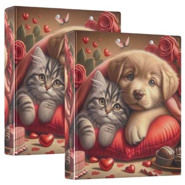 Imagem de Fichários personalizados românticos e românticos de 3,8 cm, 3 anéis, 200 folhas, caderno, anel redondo, 31,5 x 27 x 6 cm, 1 pacote