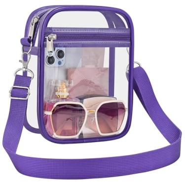 Imagem de UEASE Bolsa transparente aprovada pelo estádio para mulheres, bolsa transversal transparente para eventos em estádios, shows, festivais, Roxa, Small
