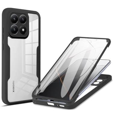 Imagem de Ephoou Capa transparente para Xiaomi 15T com protetor de tela, camada dupla, proteção total à prova de choque, à prova de poeira, tudo incluído, capa para Xiaomi 15 T QB-preta