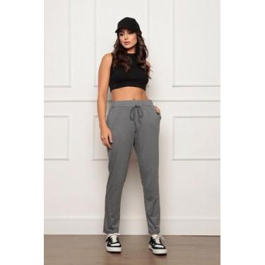Imagem de Calça Feminina Soltinha Reta com Elástico e Amarração Cinza - WE HAPPY
