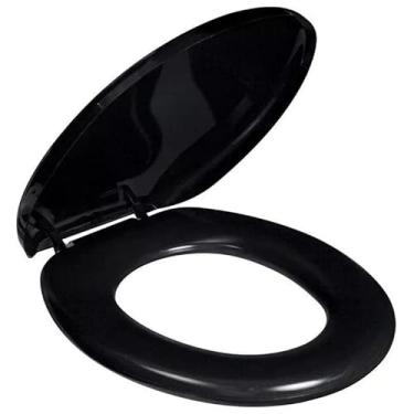 Imagem de Assento Sanitário Oval Universal Branco | Tampa de Vaso em PP | Assento Sanitário Básico Convencional(PRETO)