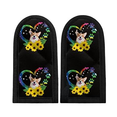 Imagem de Coldinair Conjunto de 2 capas para frigideiras de ferro fundido resistentes ao calor com estampa de girassol Corgi, mangas de alça para cozinha e cozimento