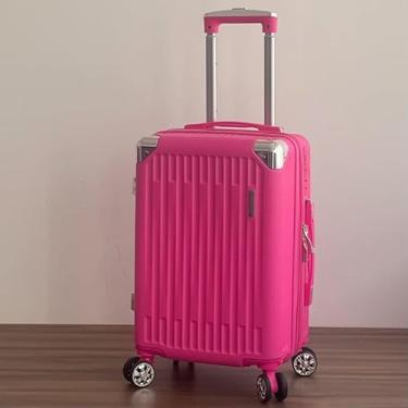 Imagem de Mala de Bordo ABS 10kg 17” a 21” Polegadas Mala de Viagem com Rodinhas 360° Cadeado Código (Pink-18”(9KG) Modelo-DDD333)