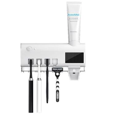 Imagem de Esterilizador de Escova Dentes UV Porta-Escova Montado na Parede Espremedor Creme Dental Automático Fábrica Direta Indução Fácil Usar Conveniente Alto Nível Alta Durabilidade Uso Diário Ferramenta par