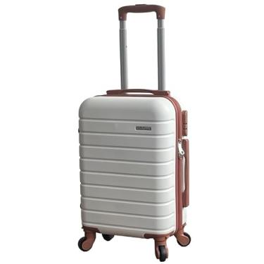 Imagem de Mala de Bordo ABS 10kg 17” a 21” Polegadas Mala de Viagem com Rodinhas 360° Cadeado Código (Branco-17”(8KG) Modelo-W)