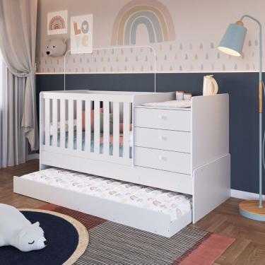 Imagem de Berco Multifuncional 3 Gavetas com Cama Auxiliar Cube Completa Moveis