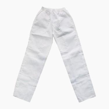 Imagem de Calça de uniforme m com regulagem branca unissex brim com bolso calça 