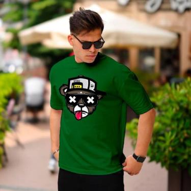 Imagem de Camiseta Manfinity Urso Bolado T-shirt Camisa Algodão Puro, Verde, P