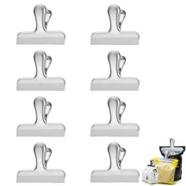 Imagem de Pacote com 8 fechos de saco de aço inoxidável, clipes de vedação herméticos para armazenamento de cozinha