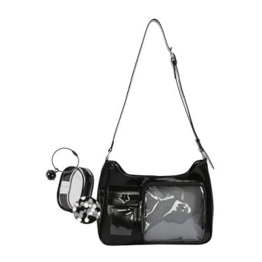 Imagem de Queen sea shark Bolsa tiracolo feminina Ita Bag, display Kawaii, inclui mini bolsa transparente para exibição de boneca, Preto, Casual Sweet Cute Fashion