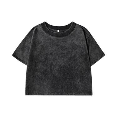 Imagem de Camiseta Retro De Algodão Lavado plus Size Para Mulheres, Casual, Esti