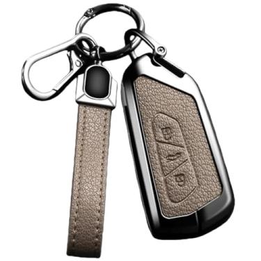 Imagem de Capa de chaveiro de carro compatível com VW Golf 8 / Octavia A8 / MK8 2022 2021 Compatível com SEAT Leon MK4 em liga de zinco e acessório de chaveiro de couro(A -2 Brown)