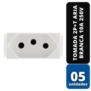 Imagem de KIT C/ 05 Tomada 2P+T Aria Branca 10A 250V - TRAMONTINA