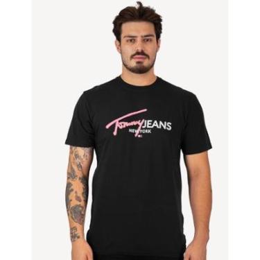 Imagem de Camiseta Tommy Jeans Masculina Regular Spray Pop Logo Preta-Masculino