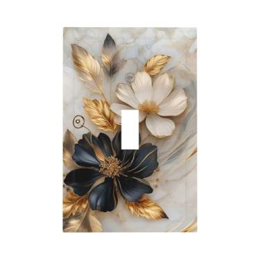 Imagem de Capas decorativas para interruptores de luz, preto, prata, ouro, flor, interruptor único, placa de parede decorativa para decoração de casa