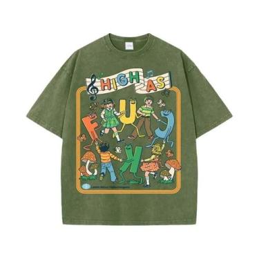 Imagem de Camiseta Masculina Oversize Retrô De Verão Em Algodão Macio Com Gola R