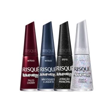 Imagem de Kit Esmaltes Risqué Lolla palooza 10 Cores Risqué Esmalte Glitter Coloridos (4 Esmaltes)