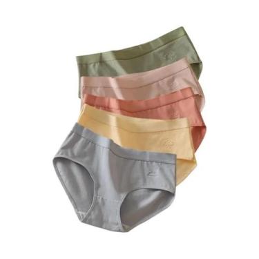 Imagem de Calcinhas De Algodão Femininas De Cintura Baixa 5PCS Lingerie Respiráv
