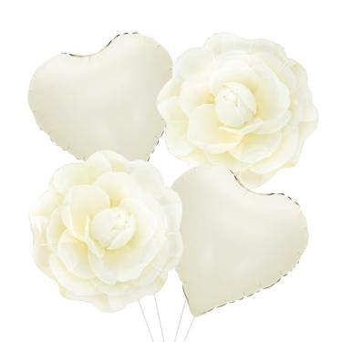 Imagem de 4 balões brancos de coração de camélia